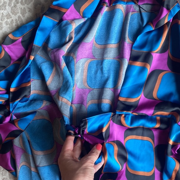 Zara Blue and Purple Geometric Maxi Dress - Picture 11 of 16